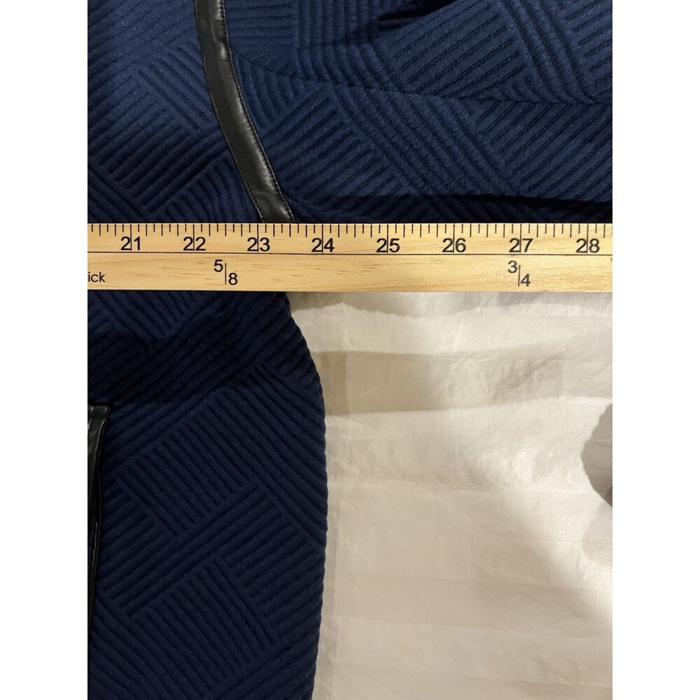 NEW Kate & Mallory Zip Jacket Vegan Leather Accents Blue Black XL Office Casual - Picture 11 of 13